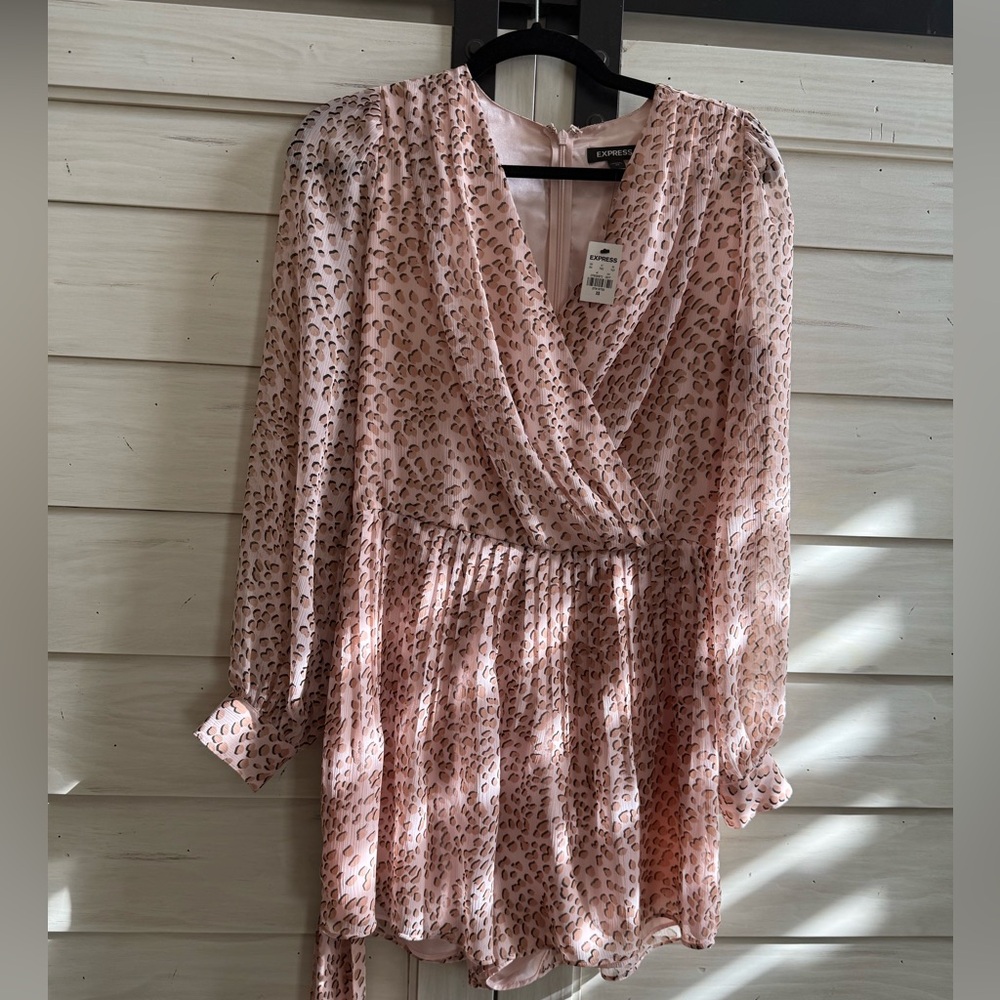 Express Pink and Brown Patterned Jumpsuit